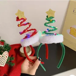 Christmas Headband Adult/Child Snowflake Xmas Tree HairBand with Lights Festival Headwear Girl Women New Year Gifts