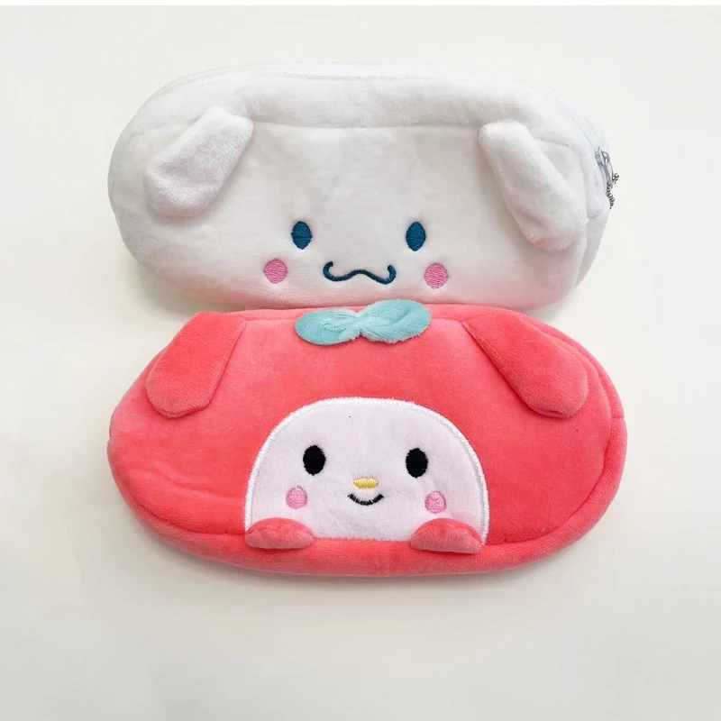 Sanrio Pencil Cases For Girls Kawaii Kuromi Melody Cinnamoroll Plush Pen Box Stationery Storage Bag School Office Supplies