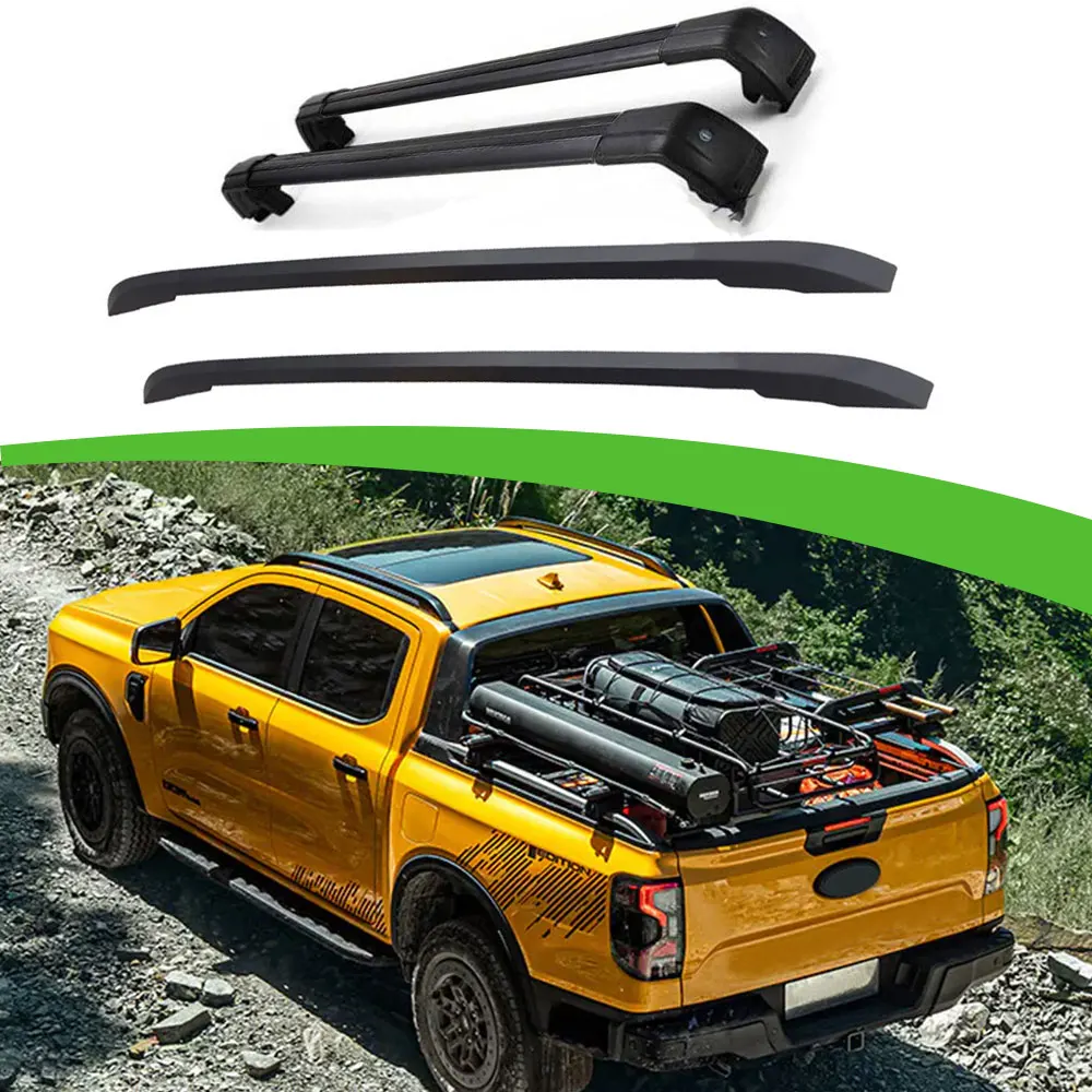 4Pcs Aluminum Roof Rail Racks Holder Cross Bar Fits For Ford Ranger T9 2023 2024