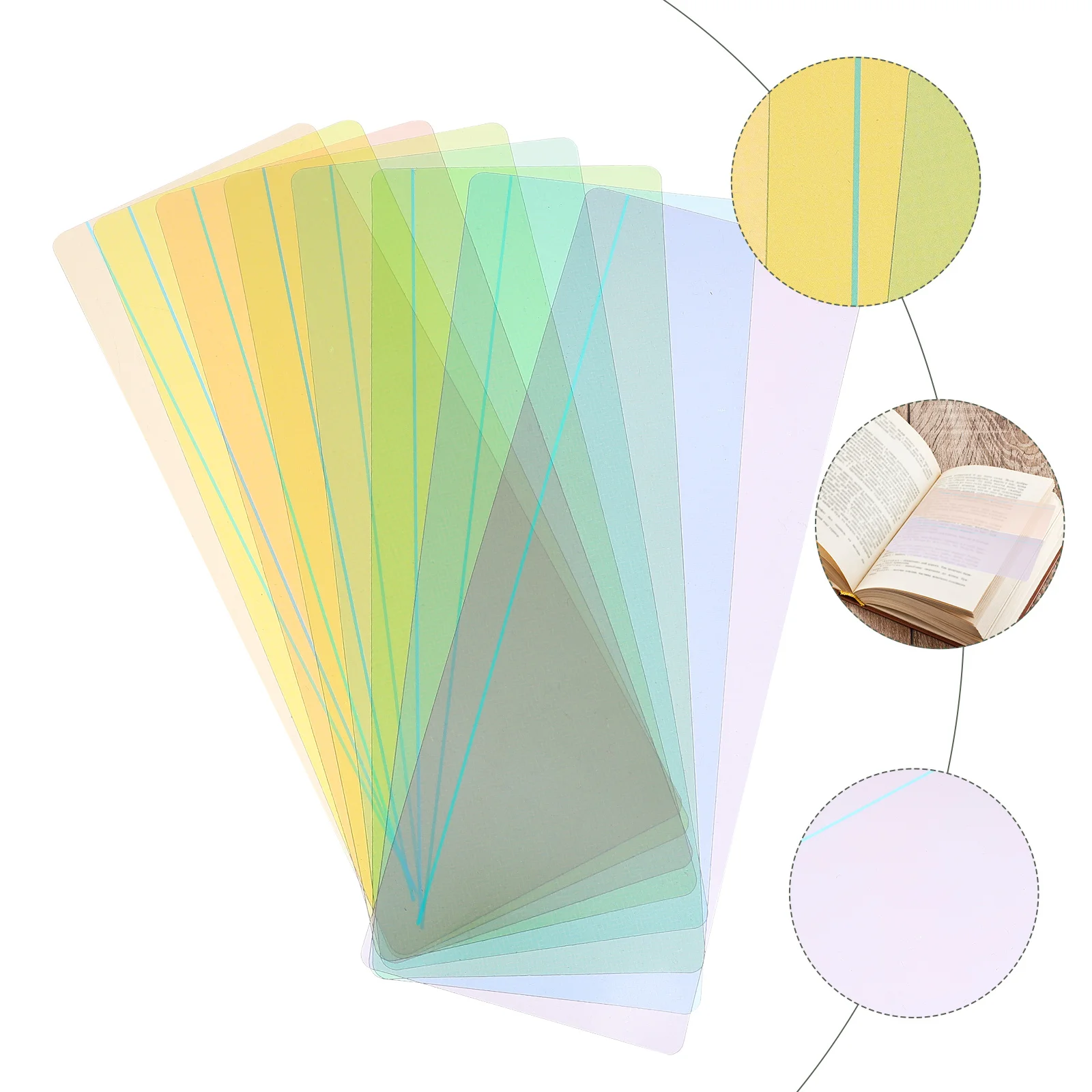 8 قطعة شرائط القراءة الإشارات المرجعية الموجهة الملونة تسليط الضوء على علامات الصفحة تتبع علامات PVC لعسر القراءة #3