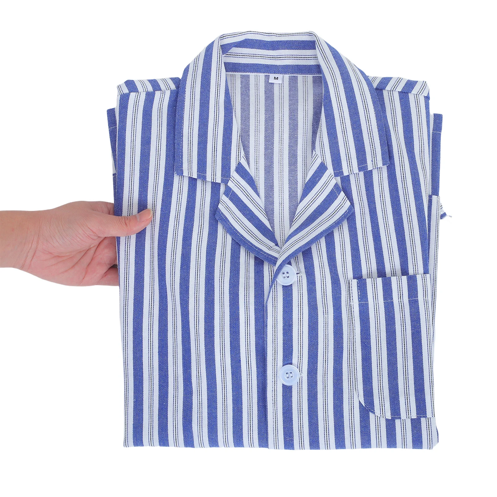 

1 set 1 Set Adult Cotton Pajamas Long Sleeve Hospital Sleepwear For Patients Blue White Stripe Comfortable Loose Fit Home Wear M