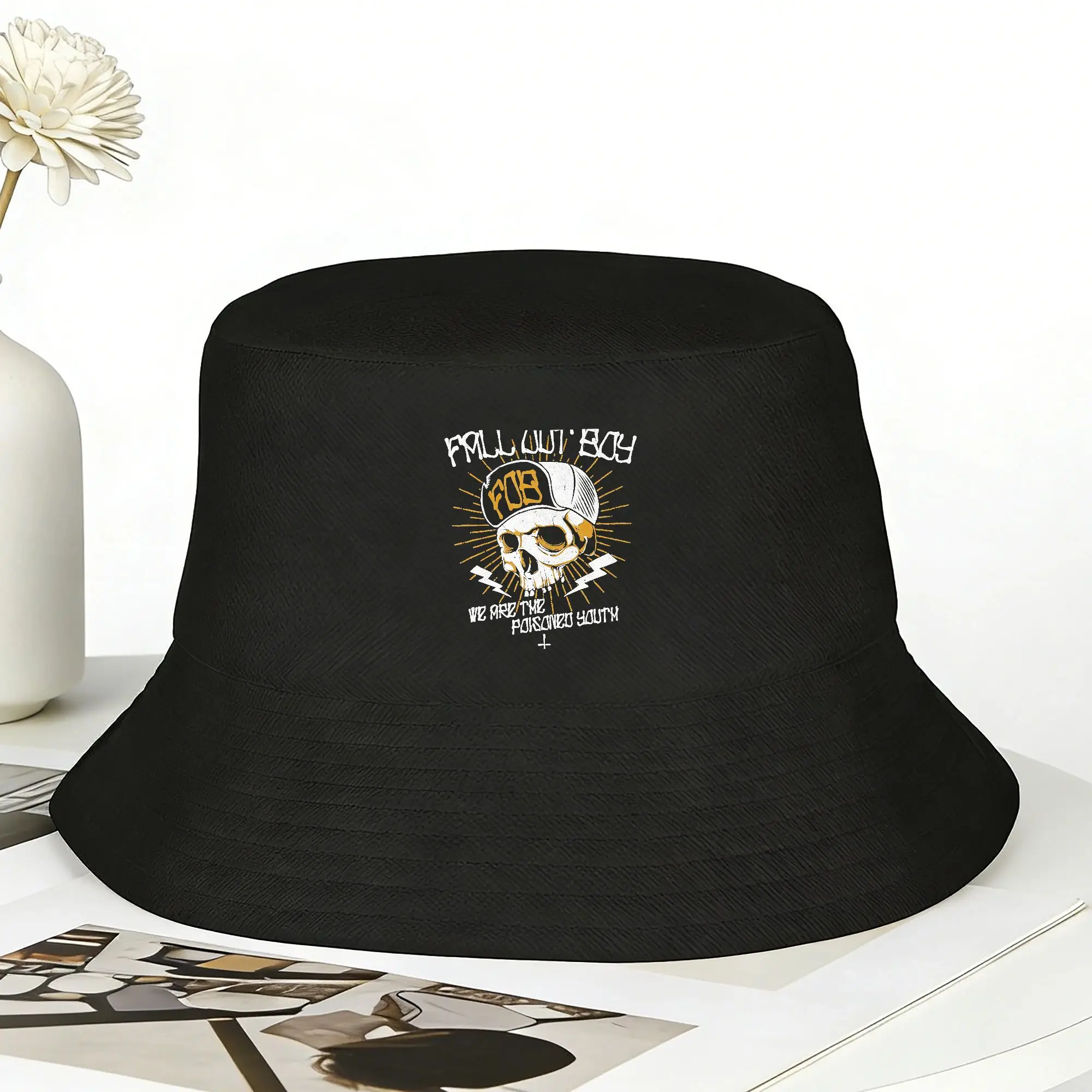Fall Out Boy Poisoned Youth Skull Bucket Hat Summer  Fashion Fisherman Hats For Men Women Harajuku Graphic Visor Hats