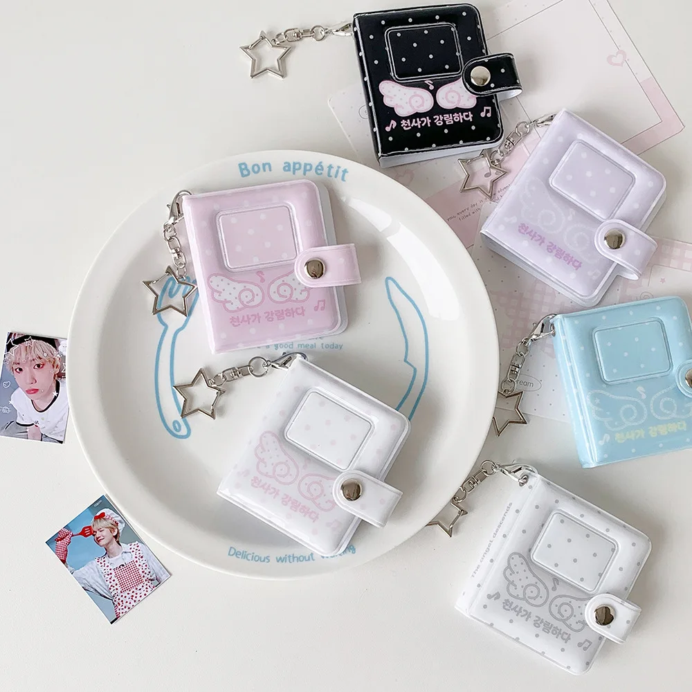 Ins Cartoon Fashion  Angel Wings 2 Inch Snap Mini Photo Album Cute Cartoon Student ID Card Storage Book Kpop Photocard Album