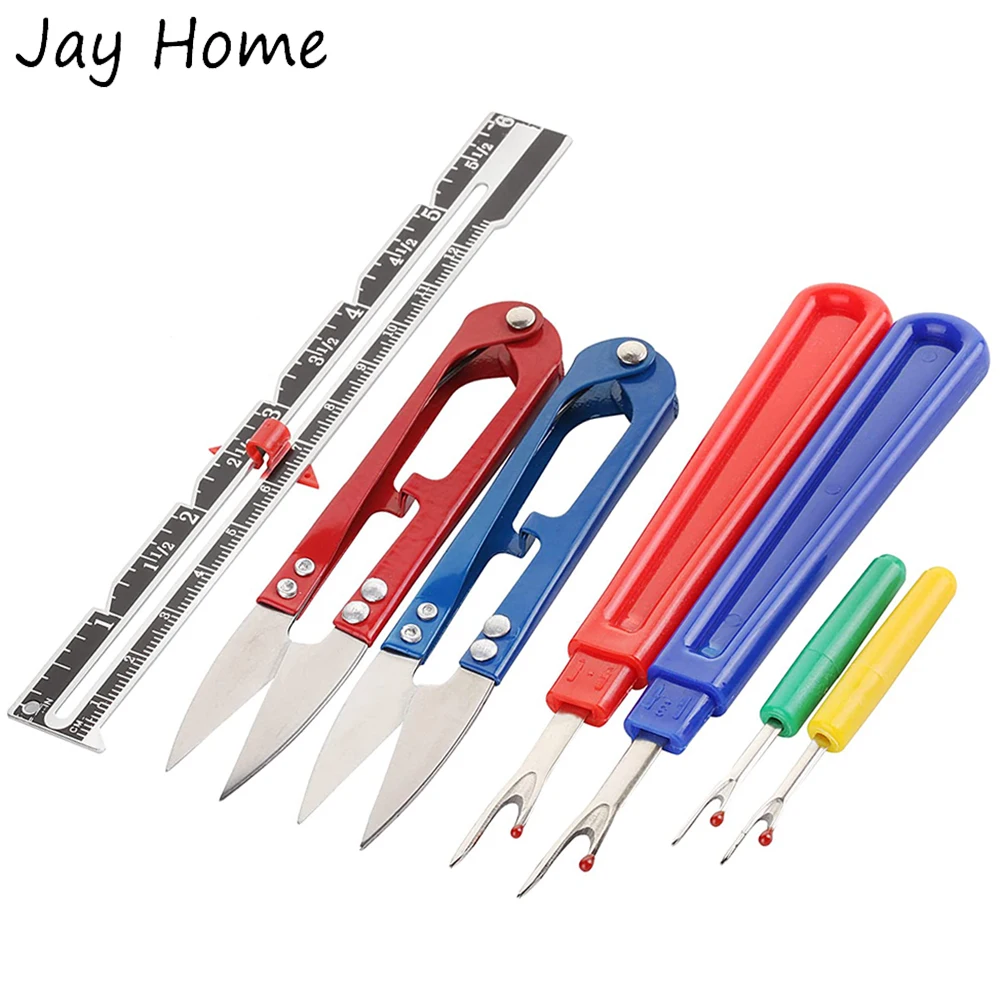 7Pcs Seam Ripper Kit Sewing Seam Rippers with Thread Snips Sliding Gauge Ruler for Embroidery Stitching Thread Cutter Remover