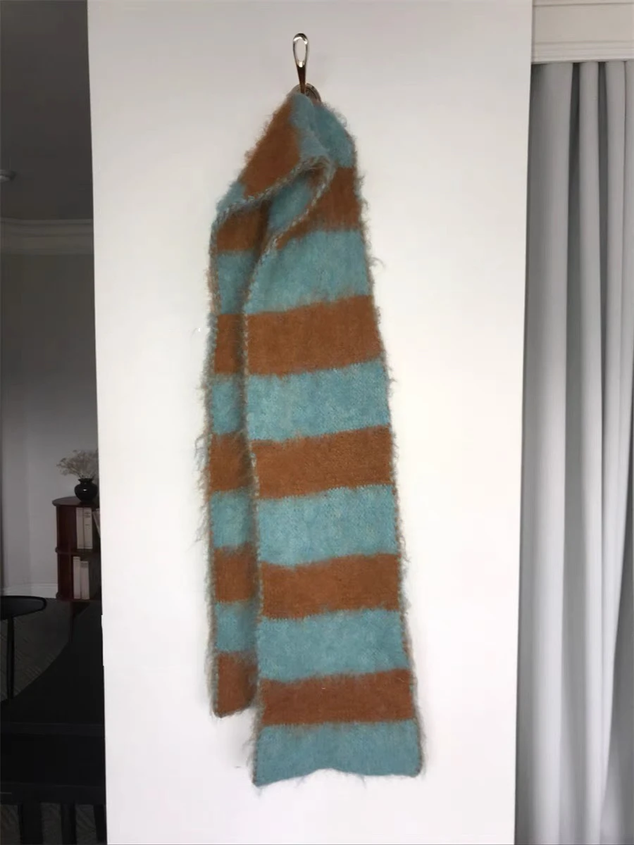 

Dongdaemun Blogger Stripe Dopane Scarf Alpaca Wool Camere Warmth Long Rectangle Korean Sle Winter Scarf for Youth
