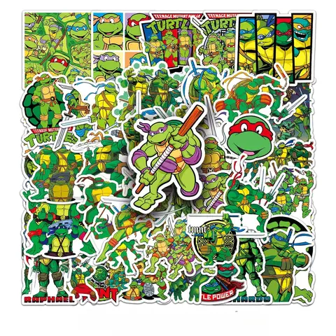 52 Uds. De pegatinas de Anime Ninja Turtles TMNT, pegatinas estéticas bonitas de dibujos animados Kawaii, decoración para ordenador portátil, motocicleta, equipaje, coche, juguete
