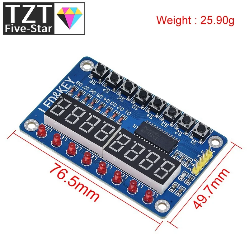 TZT 1/3PCS TM1638 Display-Modul für AVR Arduino Neues 8-Bit Digitales LED-Display 8-Bit – Detail 3