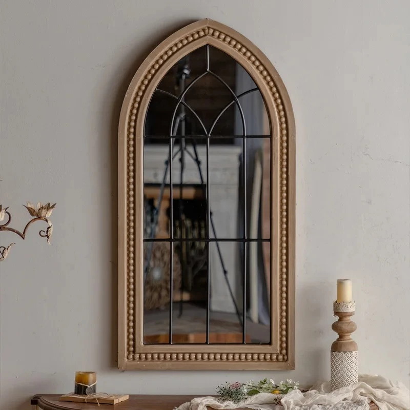 

Vintage Artistic Openable False Window Wall Decor Essential Homestay Photography Simulation Arch Mirror Backdrop
