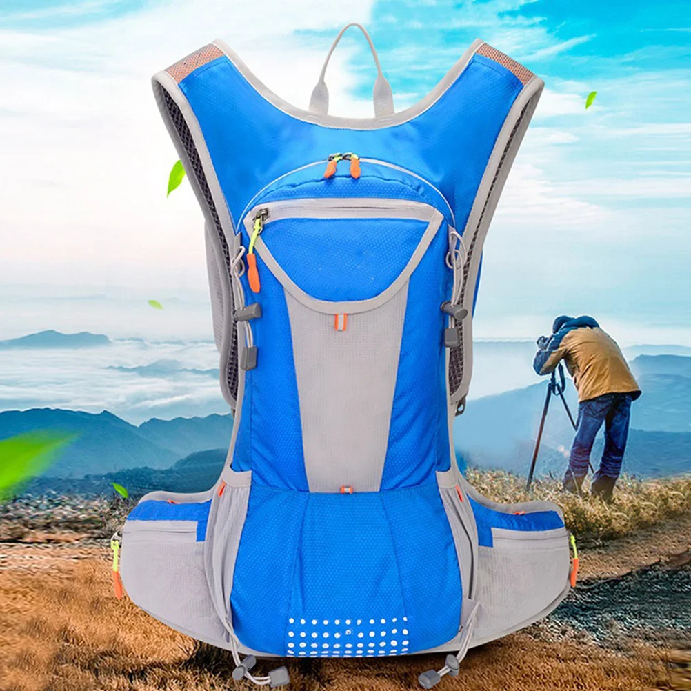 

22x48cm Blue Running Backpack 15L Spacious Hydration Pack Removable Tube Hiking Backpack for Travel Camping Cycling Adventure