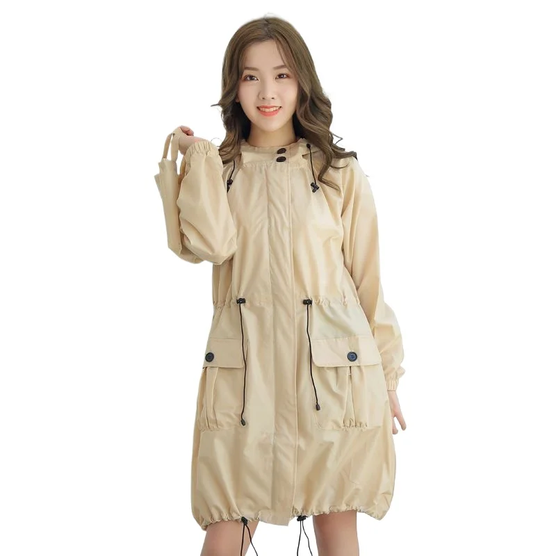 Lightweight Waterproof Raincoat Women Long Hooded Jacket Summer Thin Breathable Hiking Outdoor Poncho Fashion