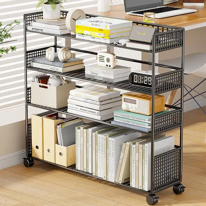 under Desk Storage Rack Mobile Bookshelf Office Desk Side Cart Book Organization Home Study Room Multi Layer Stand 