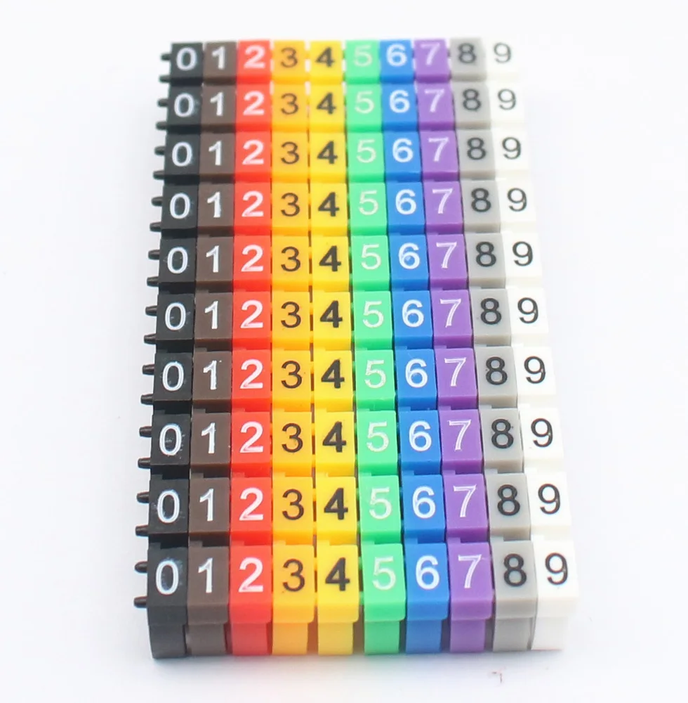 100pcs   M-1 2.5mm Colored Arabic Numerals M Type CAT 6 Clip Cable Wire Marker 0 to 9 Label Tube Cable Marker