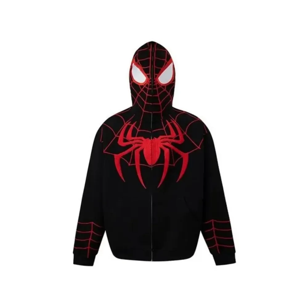 Full Zip Up Spider Hoodie Women Men Streetwear Harajuku Graphic Oversized Jacket Hood Shirt Punk Gothic Y2K Clothes Sweatshirt