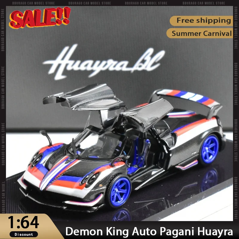 

New In Stock Demon King Auto 1:64 Pagani Huayra with Gullwing Doors Opening Exhibition Limited Alloy Toy Model Car Collection
