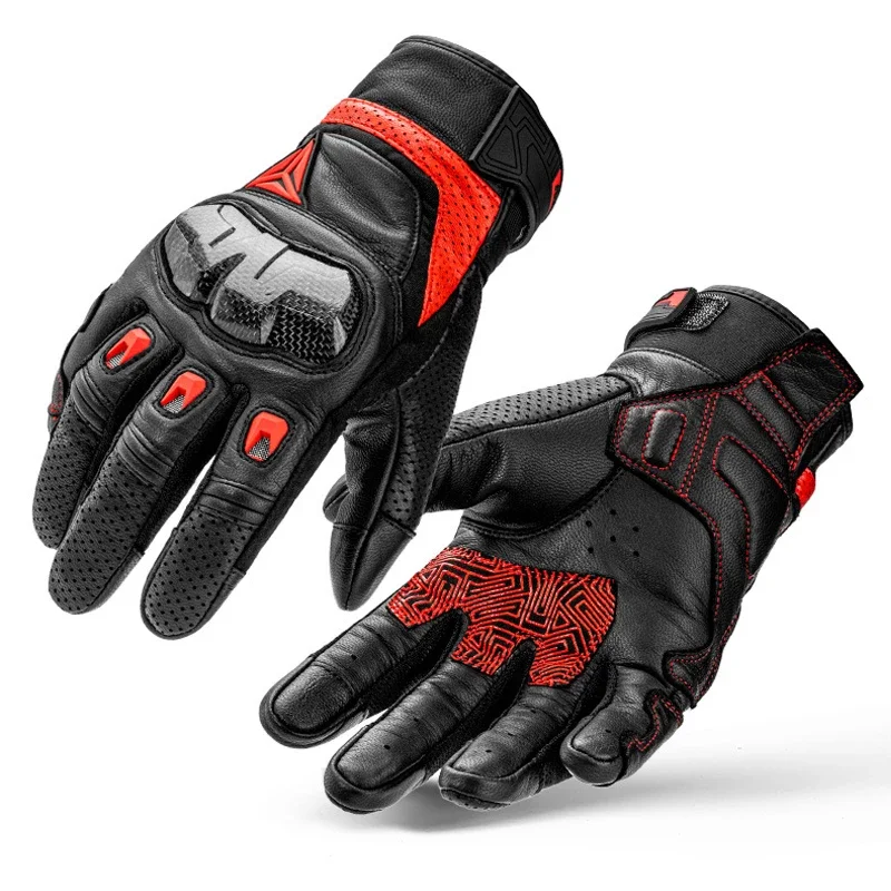 Motorcycle Gloves Leather Gloves Cycling Motorbike Guantes Moto Motocross Bicycle Touch Screen Full Finger Breathable Protective