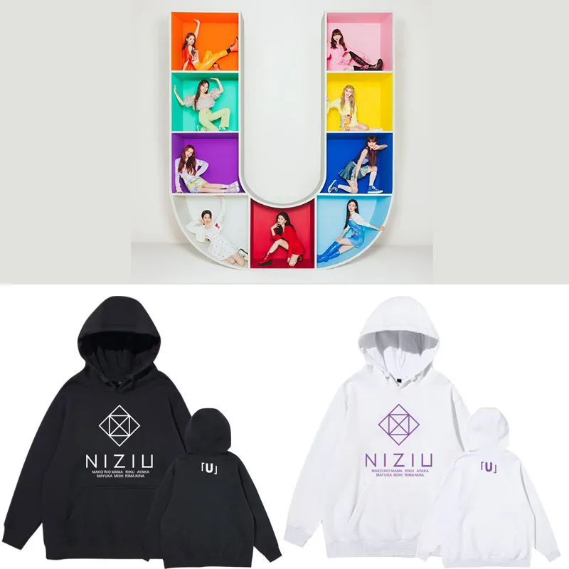 

Толстовка NiziU Support из чистого хлопка с начесом, свободного кроя, на весну-осень-зиму, с мультяшным аниме-принтом, в повседневном стиле, с длинными рукавами