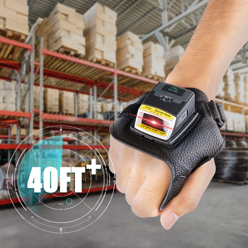 Беспроводной 2D QR-сканер штрих-кодов Effon Bluetooth Mini Glove Ring для розничной торговли и складских операций