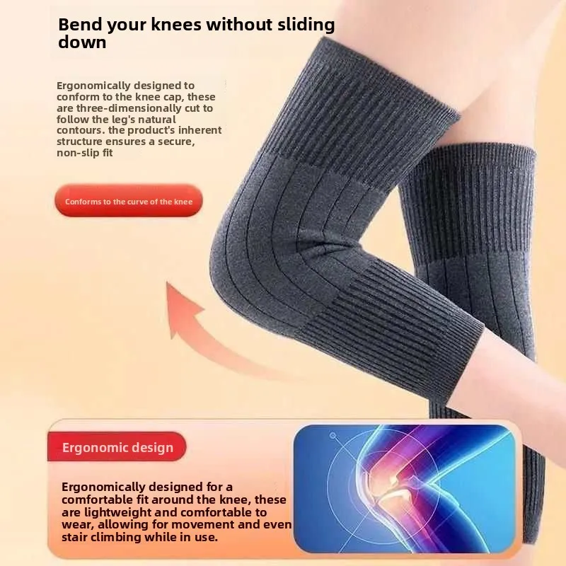 Draagbare warme kasjmier kniebeschermers om oude koude benen warm te houden voor gewrichten voor dames en heren, lange mouwen voor ouderen