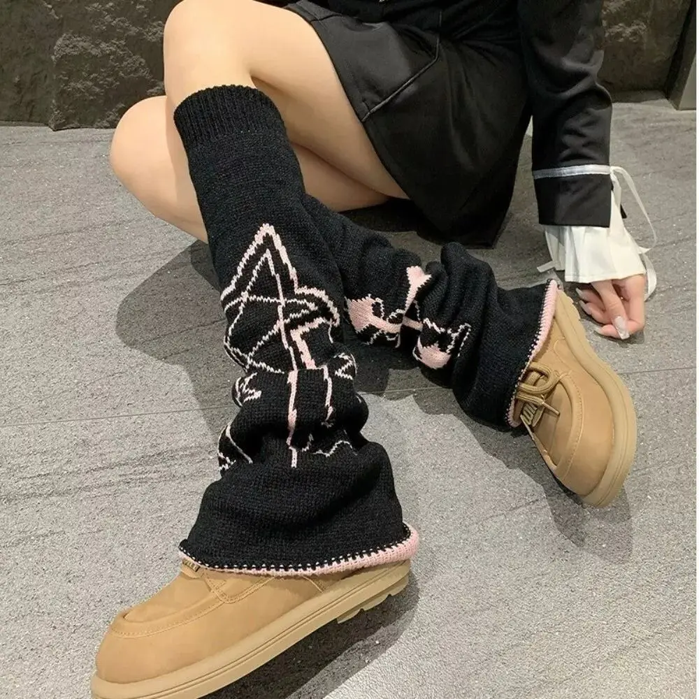 Calcetines largos de tubo Lolita para niña, medias de pierna ancha de punto, estilo Punk, Y2K