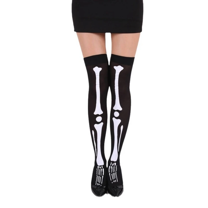 Halloween Prom Skeleton Skeleton Long Knee High Socks cheap Ghost Festival Printed Skeleton Cosplay Magic Socks