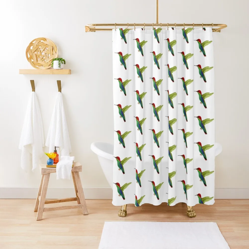 

Photo of a beautiful humming bird cut out from the background with added texture for the feathers Shower Curtain