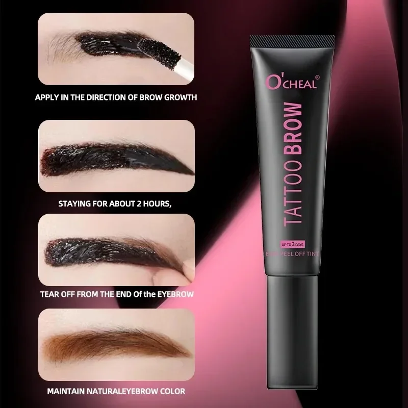 Teinte imperméable pour tatouage des sourcils, avec pochoirs, teinte semi-permanente pour sourcils dure jusqu'à 3 jours, facile à appliquer et longue durée