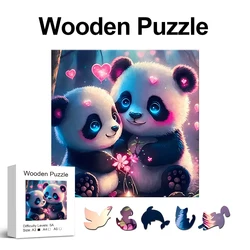 Panda Creative Wooden Puzzle, Uniquely Irregular Animal Shaped Wooden Toys, Creative Handmade Decorations, Holiday Gifts