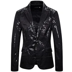 Men's Blue Sequin Suit Costume Party Stage Nightclub Shiny Cool Show Blazer Suit  Mens DJ Club Stage Party Wedding Clothes