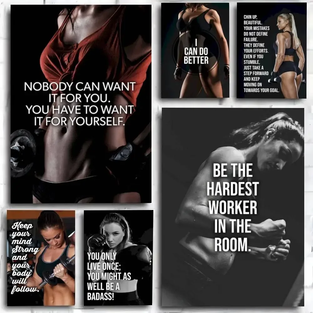 Bodybuilding Sexy Fitness Girl Canvas Poster Print For Bedroom Living Room Home Decor Cartoon Movie Wall Art HD Picture Mural