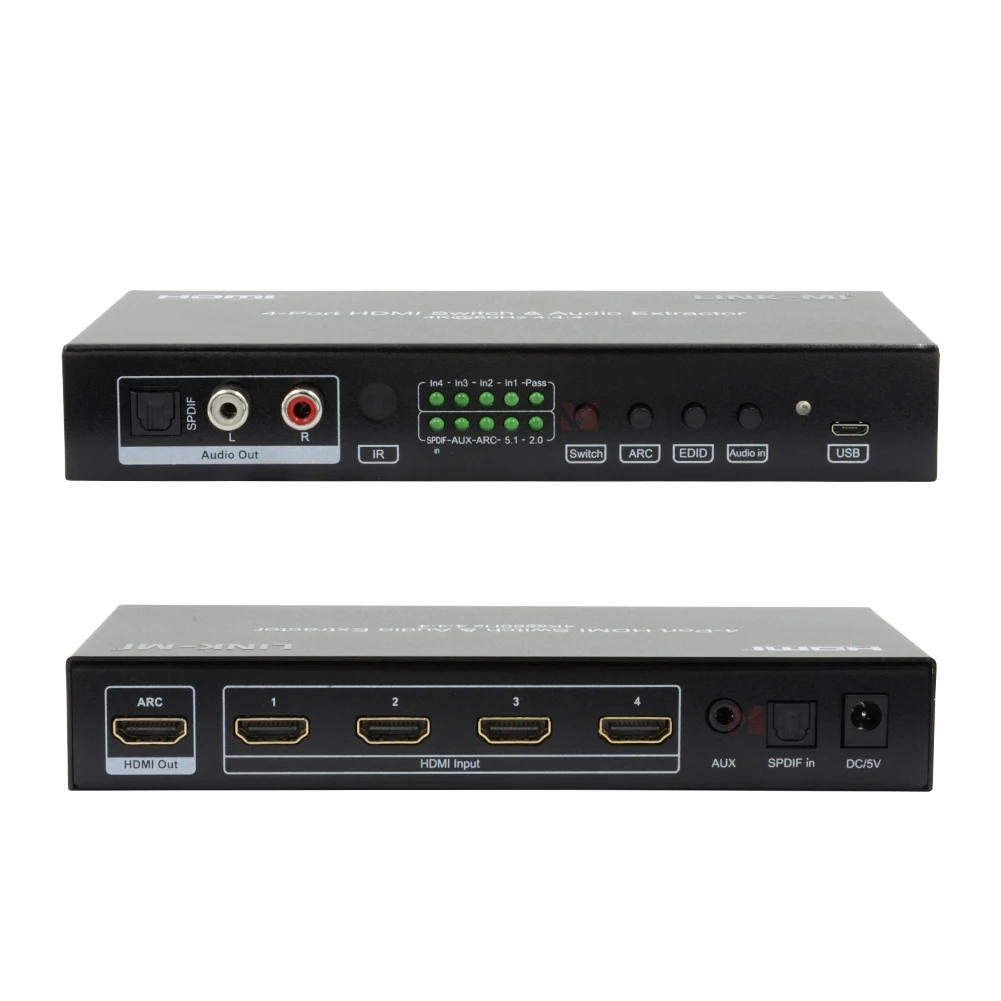 

4K60Hz 4x1 HDMI 2.0 Matrix Switch Splitter with Audio Extractor, ARC, HDCP2.2, HDR10, DTS-HD for Home Theater