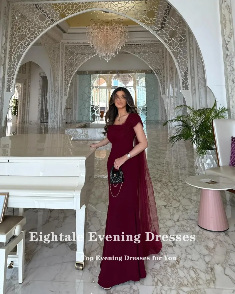 Eightale アラビアイブニングドレスカスタマイズされたストラップレスバーガンディストレッチサテンマーメイドウエディングウェディングパーティードレス