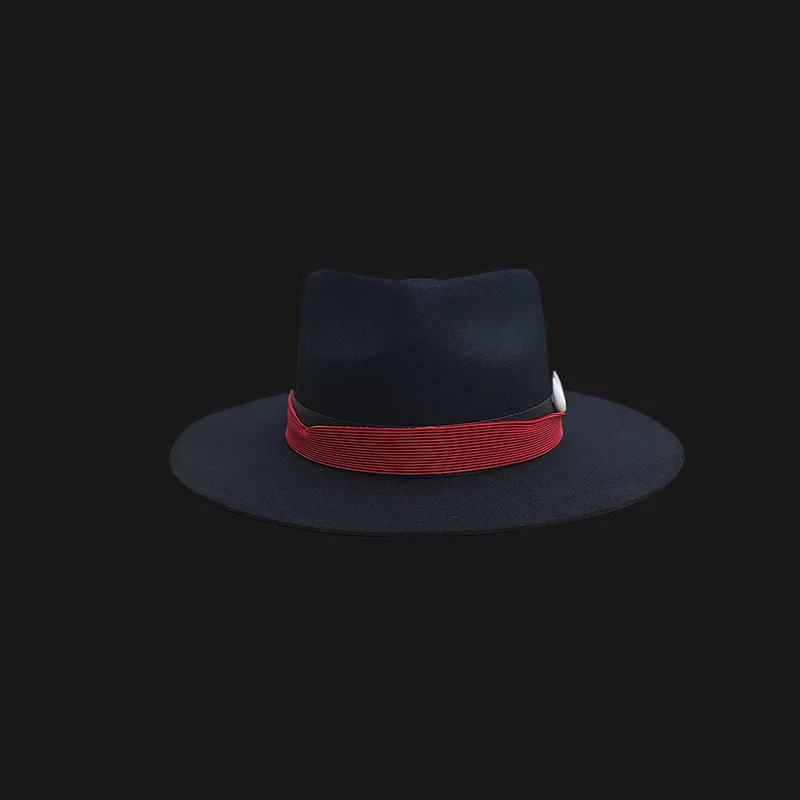 Chapeau en laine de style rétro vieilli avec ruban et chapeau en feutre de mouton