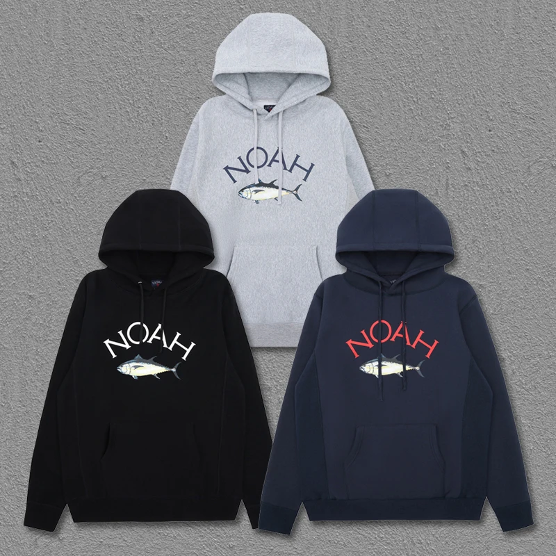 High Quality NOAH Hoodies Tuna Logo Print Solid Color Fleece Simple Comfortable Casual Noah Sweatshirts