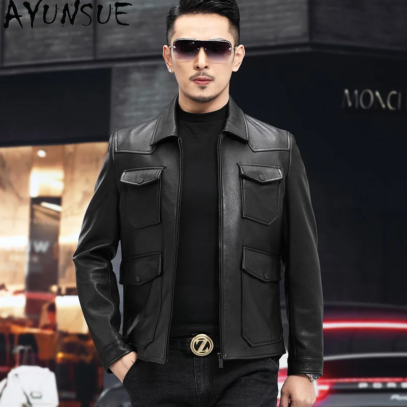 AYUNSUE Spring New Genuine Leather Jacket Men Real Sheepskin Jackets for Men Clothing High Quality Jackets Chamarras Para Hombre