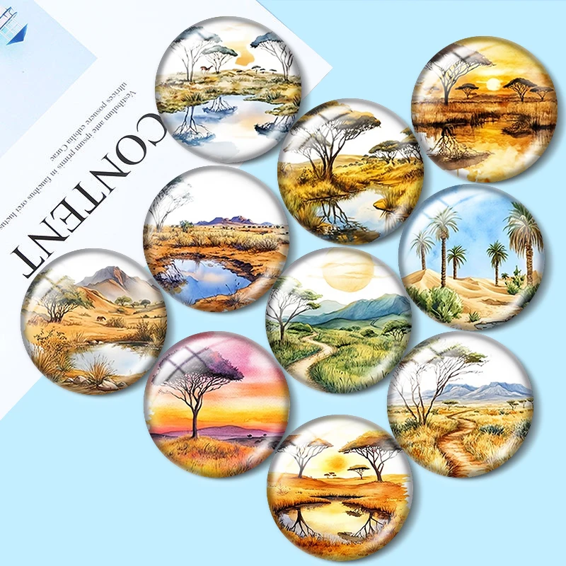 Spring sunset pattern  12/18/20/25mm glass cabochon  bracelet pendant rings for jewelry demo earrings back Making findings