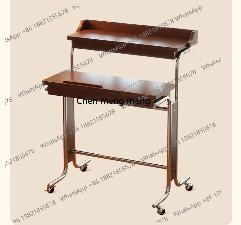 Solid Wood Mobile Folding Adjustable Narrow Desk Small Apartment Computer Study Office Bay Window Bedroom Bedside Table