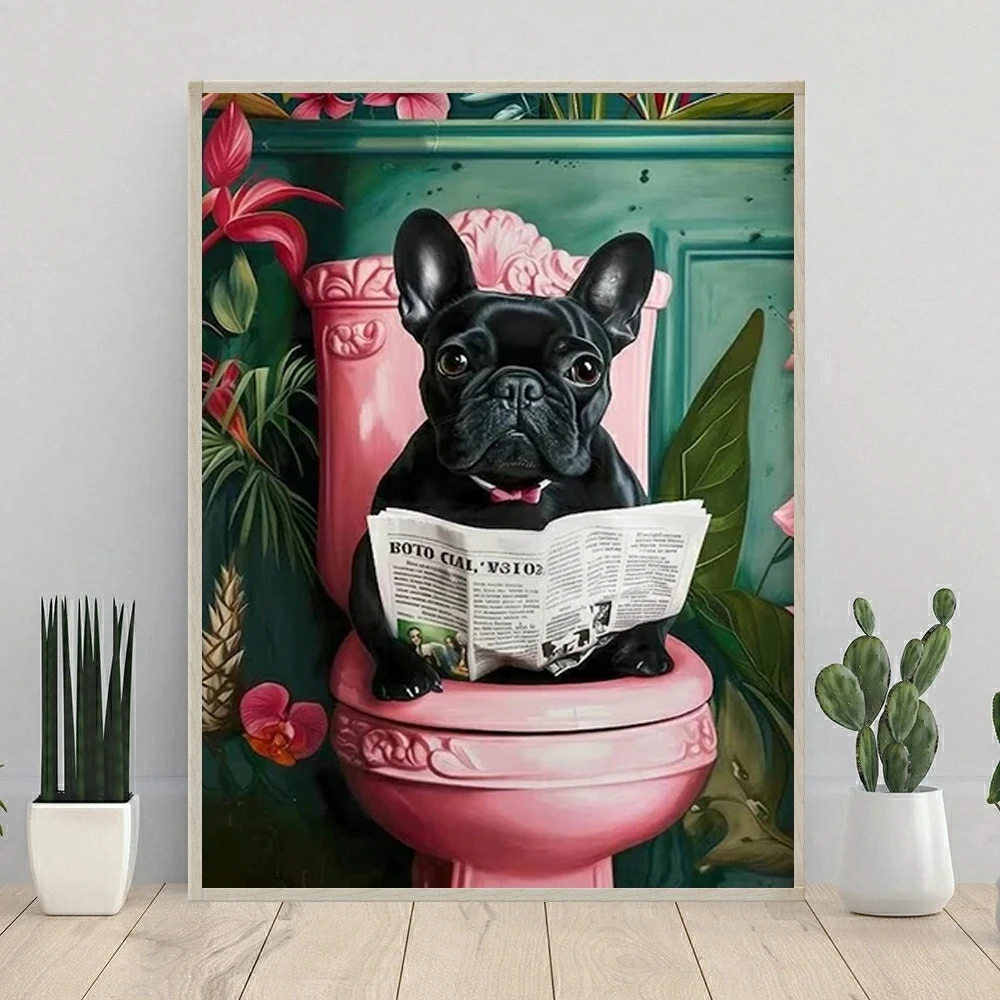 Bathroom Cat Reading on Toilet 5D Diamond Painting Cross Stitch Mosaic Kits Home Decoration Wall Stickers DIY Handmade Gift view 2