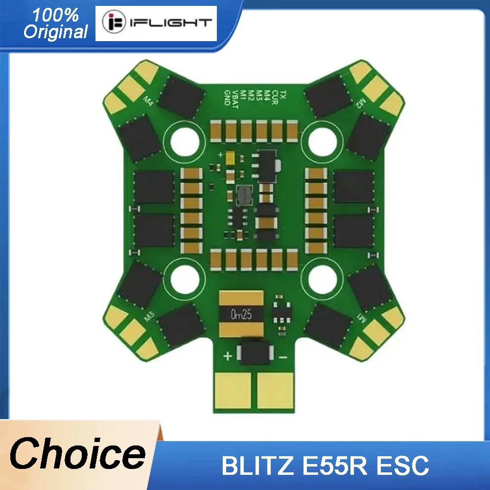 

iFlight BLITZ E55R BLHeli32 2-6S 4-IN-1 Brushless ESC DShot150/300/600/MultiShot/OneShot 20x20mm for FPV Racing Drone