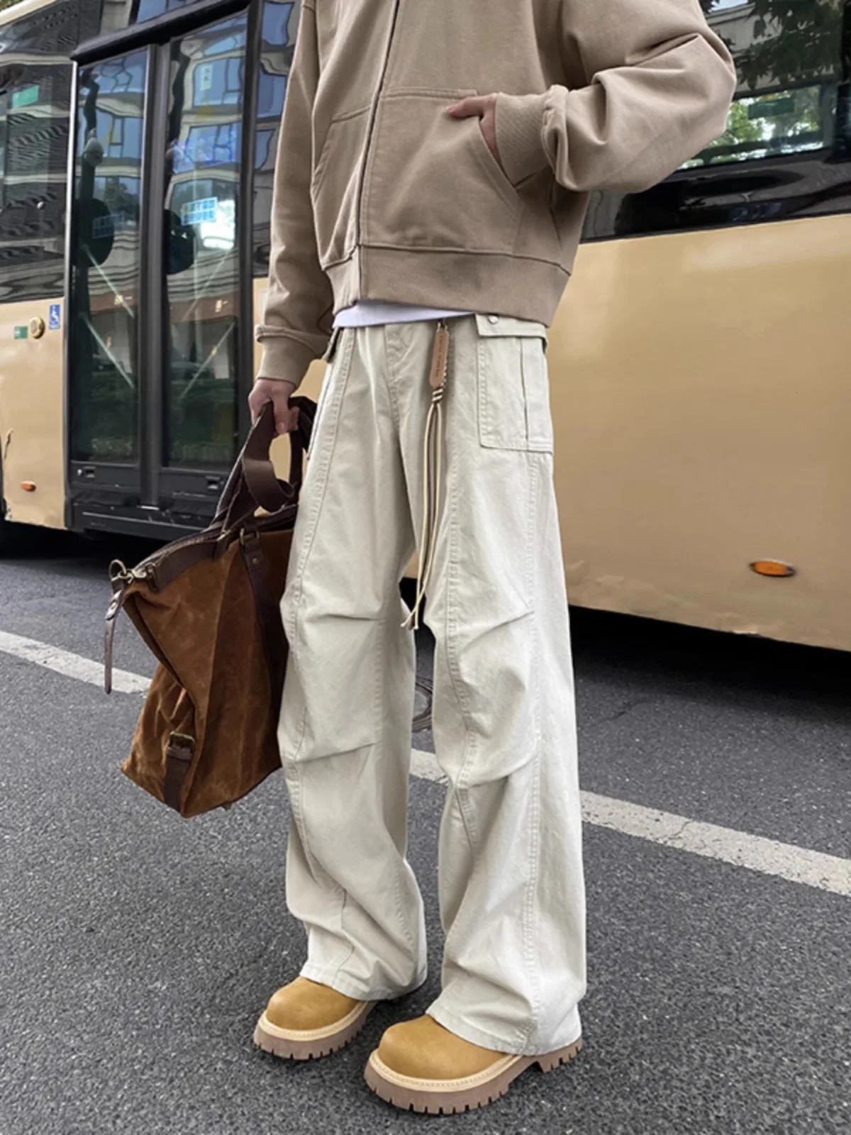 

Waed out Vintage Workwear Pants Men's Loose Straight Casual Trousers Spring Summer American Retro Brand Paratrooper Pants