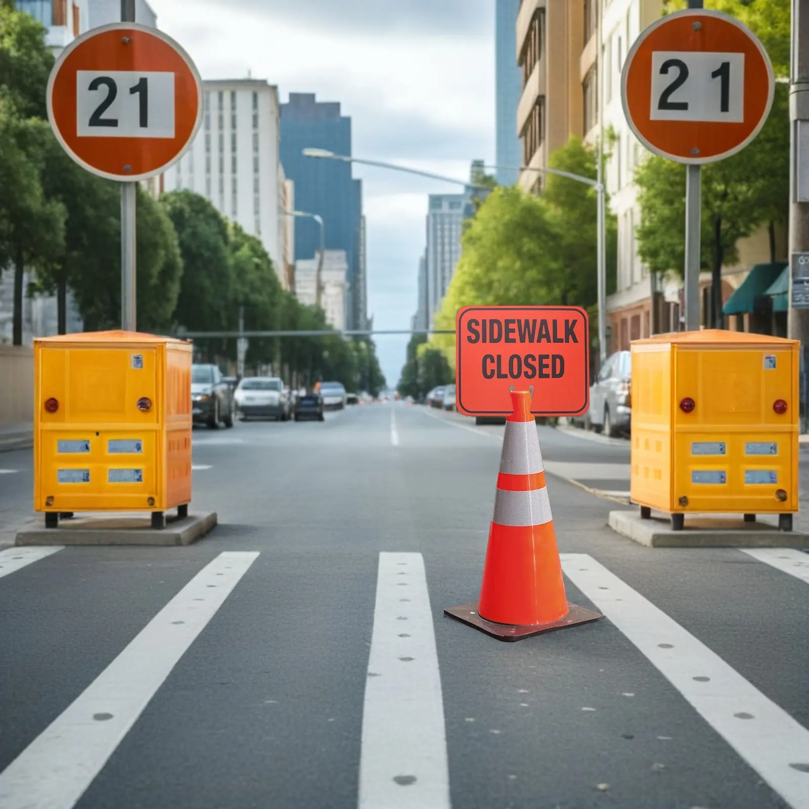 

Road Closed Sign 12x10 Inch Bright Orange Black Sidewalk Closed Barricade Fits Standard Traffic Cones Traffic Control Safety