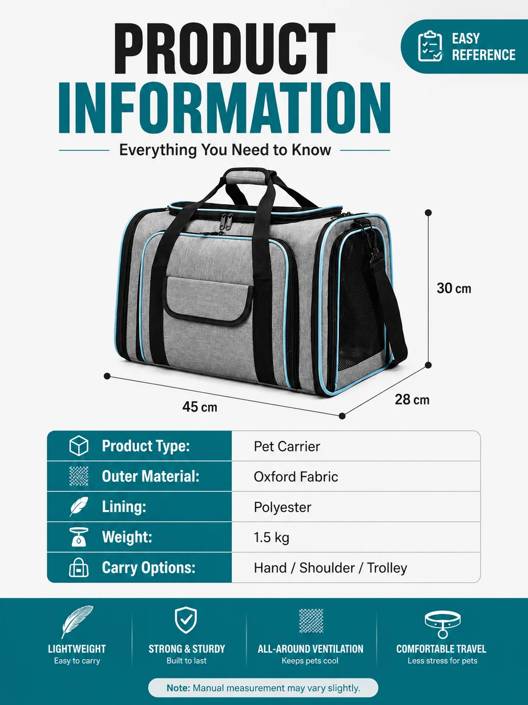 Stylish Breathable Pet Carrier with Double Side Expandable Design, Portable Hand Crossbody Shoulder Travel Bag for Cats & Dogs