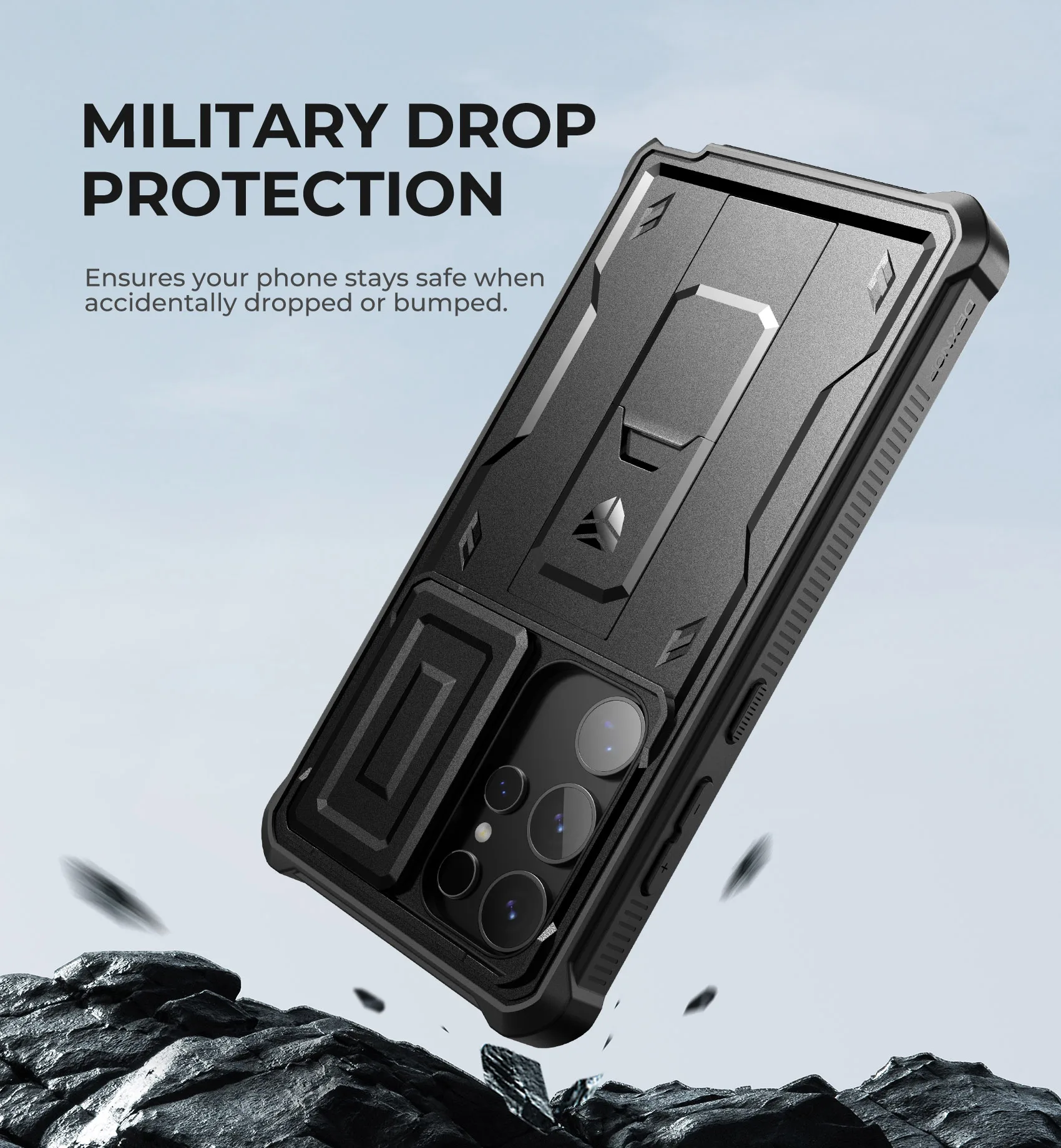 Dexnor for Samsung Galaxy S24 Ultra Case with Built-in Slide Camera Cover & Screen Protector & Kickstand Shockproof Rugged Case