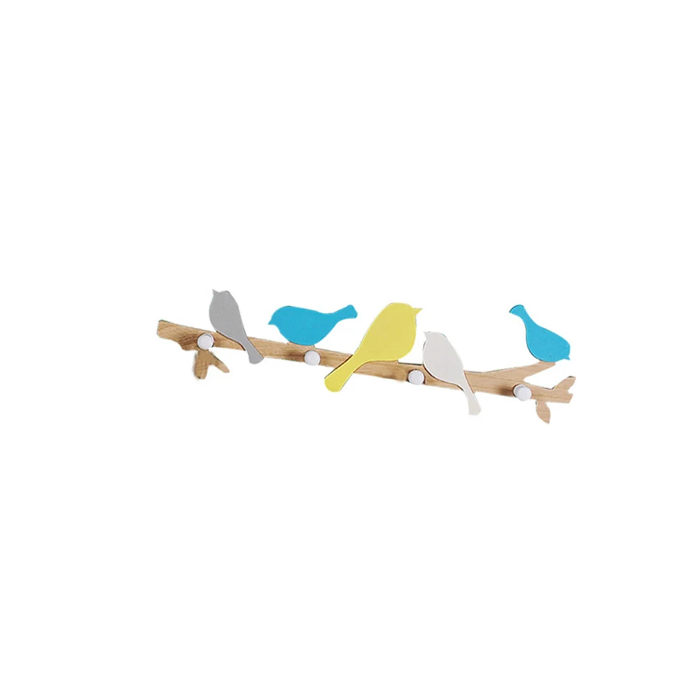 

4 Hooks Bird Wall Hanger Coat Rack Wooden Holder Bedroom Bathroom Kitchen Easy Clean Stylish Design Home Storage