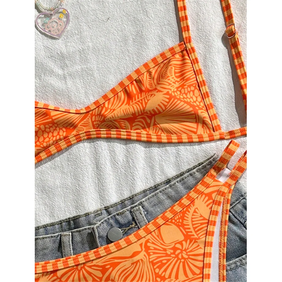 S - XL Bedruckter Bikini, Damen-Badeanzug, zweiteiliges Bikini-Set, hoch geschnittene Beine, brasilianischer Badeanzug, Badebekleidung, Schwimmanzug V8148 – Detail 7