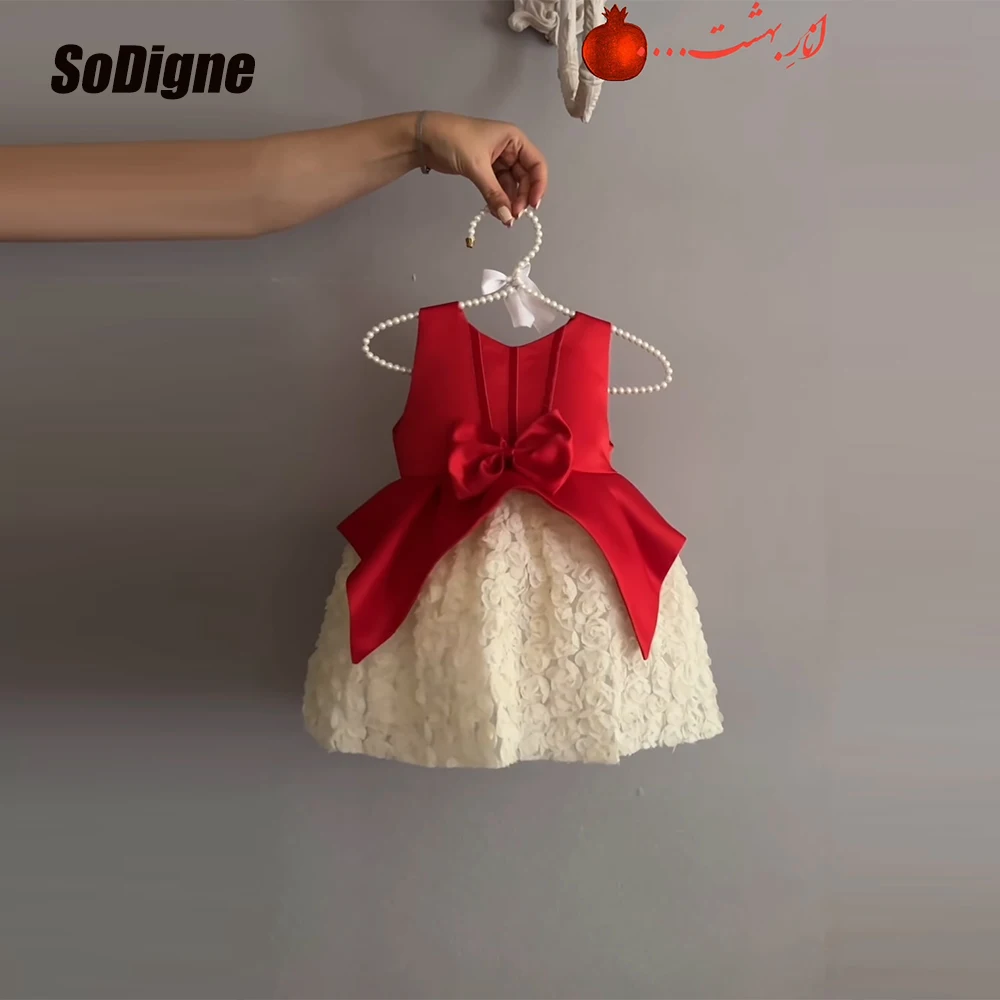 

SoDigne A-line Satin Short Flower Girl Dress O-neck Sleeveless 2026 Girls Skirt Party Dresses Kid Princess Gown Customized