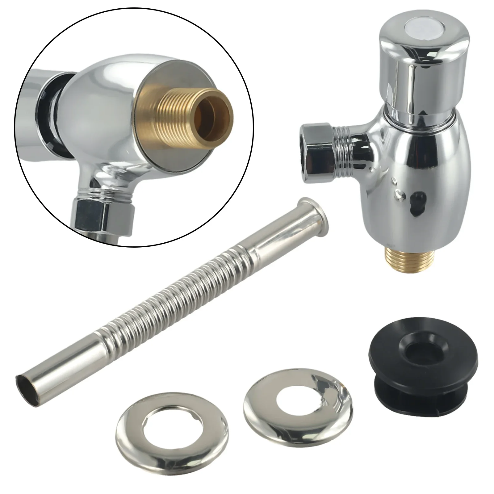 1PCS Flush Valve Metal Urinal Flushing Valve For Public Toilets Button Type Manual Delay Automatic Shutoff For Public Toilets