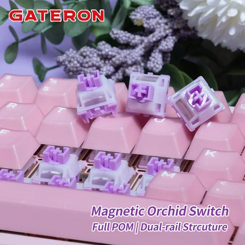 

GATERON Magnetic Orchid Full POM switch, Dual-rail Structure, Rapid Trigger HE, Hall Sensor Effect for Magnetic Keyboard Gaming