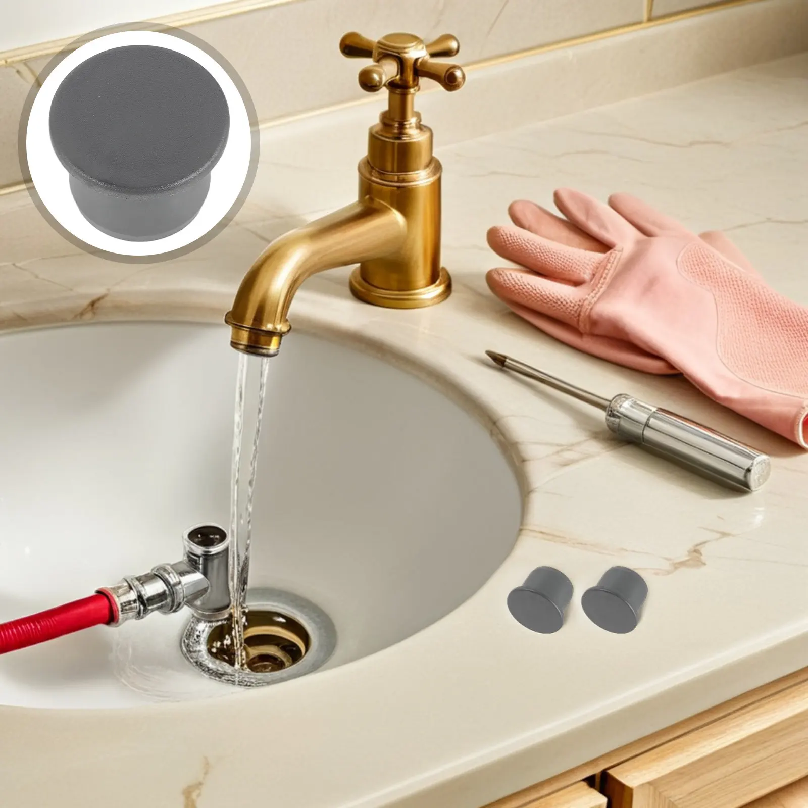 2Pcs Sink Overflow Cover Plastic Hole Cap Basin Drain Insert Kitchen Bathroom Bathtub Spillover Plug Sink Overflow Cover