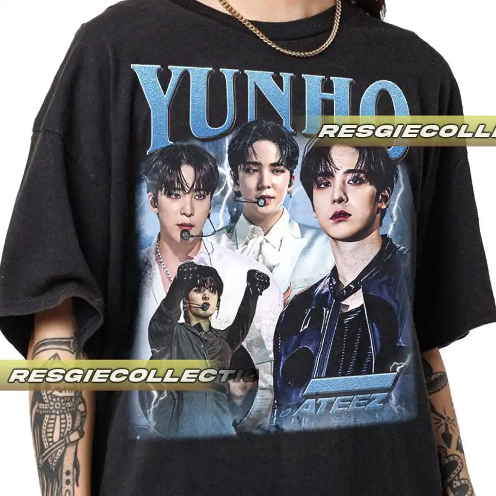 Vintage Limited Yunho Ateez Korean Pop Unisex T-Shirt Softstyle Shirt for Fans K-Pop Concert Tee Kpop Merchandise Atiny Gift Ret