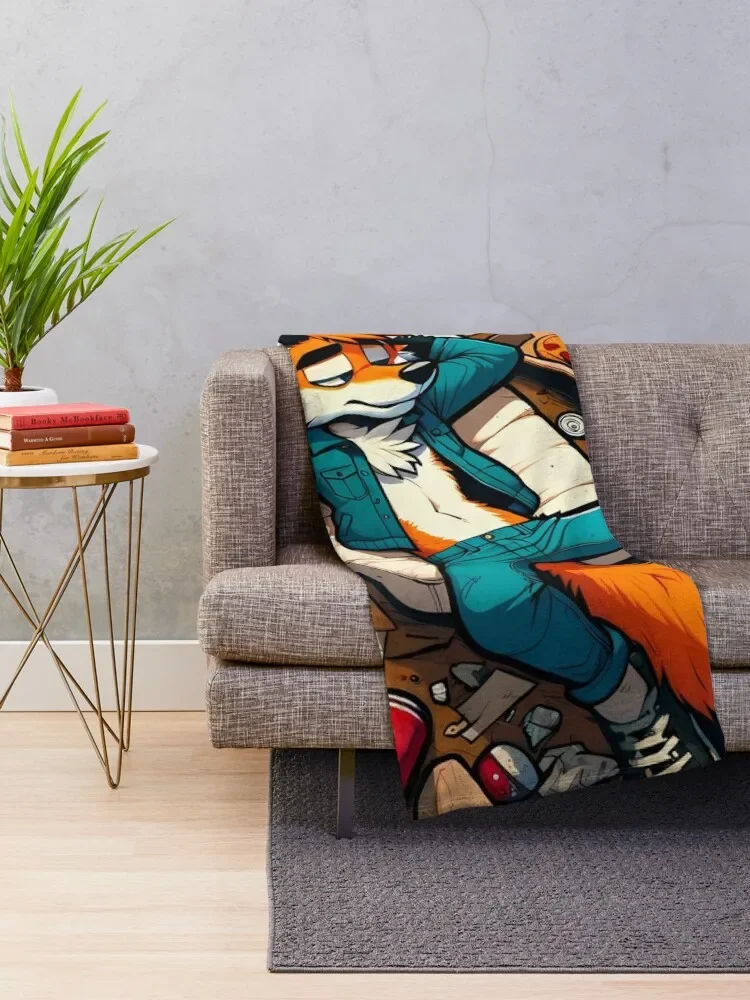 Anthro Furry Trash Fox Art Throw Blanket Blankets For Baby Bed linens Blankets